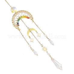 Acchiappasole con perline in ottone a forma di stella e luna e chakra arcobaleno&nbsp;HJEW-TA00502