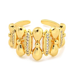 Открытое кольцо-манжета с прозрачным фианитом и бантом и конским глазом&nbsp;RJEW-L121-001G