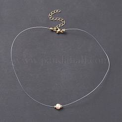 Ожерелье с подвеской из натурального жемчуга с нейлоновой проволокой для женщин NJEW-JN03829