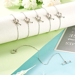 Латунные браслеты-цепочки с сердечками&nbsp;BJEW-TAC0027