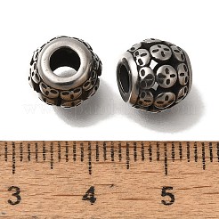 304ステンレススチールヨーロピアンビーズ  大穴ビーズ  花とロンデル  アンティークシルバー  10x8.5mm  穴：4mm&nbsp;STAS-D191-12B-AS