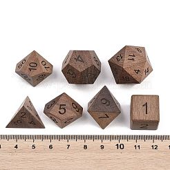 Set di dadi poliedrici in legno naturale&nbsp;WOOD-A027-01B