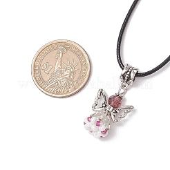 Ожерелья с подвесками из стеклянных бусин в виде ангела NJEW-MZ00094-02