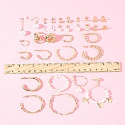 6 комплект из 6-х стилей сережек из сплава и страз для женщин EJEW-FS0001-26