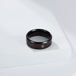 男性用304ステンレススチール製指輪  ラインストーン付き  ブラック  ヒヤシンス  usサイズ10（19.8mm）&nbsp;WG82DA6-03