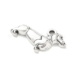 合金のチベット風チャーム  犬シリーズのチャーム  アンティークシルバー  犬  20x13x2.5mm  穴：1.5mm&nbsp;PALLOY-A037-03F-AS