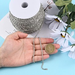 アイアン製ロープチェーン  溶接されていない  プラチナカラー  スプールで  リンク：3mm  ワイヤー：0.6 mm厚  約328.08フィート（100m）/ロール&nbsp;CHP003Y-N