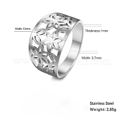 Кольца для пальцев из нержавеющей стали 304 с цветочным узором&nbsp;FS-WGDCC5F-01