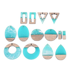 14 pendentif opaque en résine et bois de frêne&nbsp;RESI-N053-13