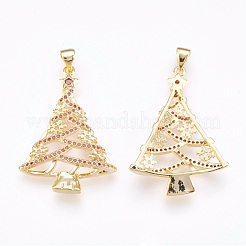 Pendentifs avec zircon cubiques à micro-pavés en laiton&nbsp;KK-F753-11G-RS