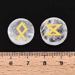 Латунь старший футарк алфавит выгравированный символ плоский круглый натуральный кварцевый кристалл рунические камни&nbsp;G-I373-01B