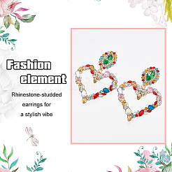 2 пара двухцветных сережек-гвоздиков в форме сердца со стразами EJEW-FI0001-13