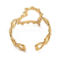 304ステンレススチール指輪  女性用中空カフリング  ゴールドカラー  ハート  5~16.5mm  内径：18mm&nbsp;AJEW-Z009-03B-G