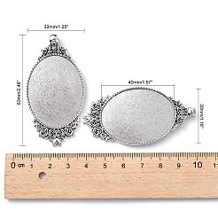 Винтажный тибетский стиль сплава резные розы большой кулон настройки кабошон&nbsp;LS-TIBEP-N003-28AS