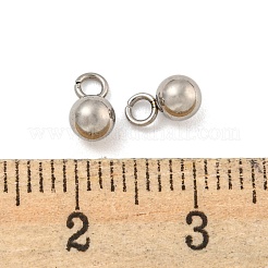 変色しない201ステンレススチールチャーム  丸いチャーム  ステンレス鋼色  7x4x4mm  穴：1.8mm&nbsp;STAS-O004-09B-P