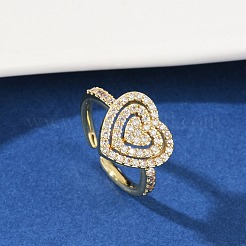 Манжеты из латуни с микро паве кубический цирконий для женщин RJEW-F182-05G