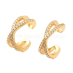 Латунные серьги-манжеты из прозрачного кубического циркония&nbsp;EJEW-F370-26G
