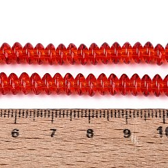 透明ガラスビーズ連売り  ロンデル  ファイヤーブリック  6x3mm  穴：0.9~1mm  約121~130個/連  14.57~15.35インチ（37~39cm）&nbsp;GLAA-Q113-02A-A05