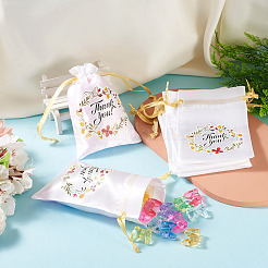 Blumen-Dankeschön-Aufbewahrungsbeutel aus Polyester-Satin mit Kordelzug&nbsp;ABAG-TAC0005-09B
