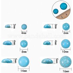 Gefärbte synthetische türkisfarbene Cabochons mit flacher Rückseite&nbsp;TURQ-NB0001-02