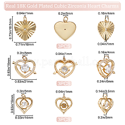 9шт 3 стиля латунные микропаве прозрачные подвески с кубическим цирконием&nbsp;ZIRC-BBC0002-13