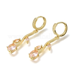 Pendientes de aro de circonio cúbico de micro pave de latón&nbsp;CU-CBA108A-14G-06