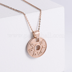Французский винтажный стиль нержавеющая сталь Ом Мани Падме Хум плоские круглые подвески ожерелья для женщин VS6601