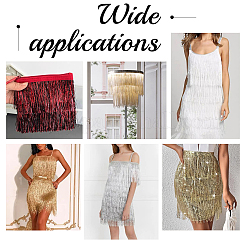 10 ярд полиэфирная сетчатая кружевная лента с блестящей кисточкой из пвх OCOR-WH0078-84B