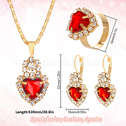 Комплект украшений в форме сердца со стразами SJEW-HY0001-09