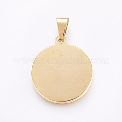 304ステンレススチールフラットラウンドペンダント  ローマ硬貨  ゴールドカラー  29x25.5x3mm  穴：10x5mm&nbsp;STAS-H458-11G