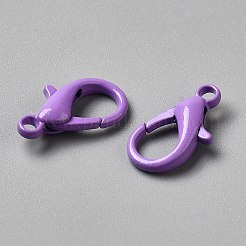焼き付け塗装、亜鉛合金製ロブスタークラスプ  パープル  16x9x4mm  穴：1.8mm&nbsp;FIND-WH0016-53C
