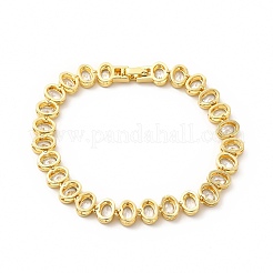 Браслет-цепочка с овальными звеньями из прозрачного кубического циркония BJEW-E073-04G