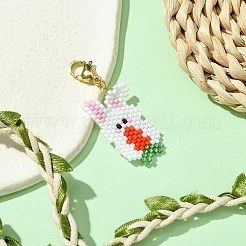 Пасхальный кролик стеклянные бусины ткацкий станок узор подвеска украшения HJEW-MZ00132