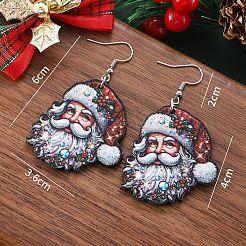 Boucles d'oreilles pendantes en bois imprimé des deux côtés&nbsp;FS-WG7A59A-01