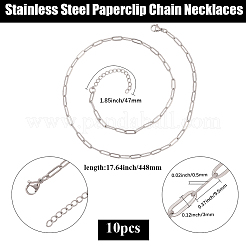 10 шт. 667 нержавеющая сталь цепочка-скрепка ожерелье&nbsp;NJEW-BBC0001-48B-P