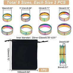 16個 8サイズ 201ステンレススチール ダブルグルーブバンドリング 女性用  虹色  usサイズ[12]（5mm）〜usサイズ1/4（15.9mm）  14個/サイズ&nbsp;RJEW-UN0002-35R