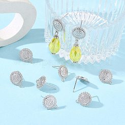 シェグレース 真鍮製スタッドピアス金具  花の丸  カン付き  カドミウムフリーと鉛フリー＆ニッケルフリー  プラチナ  13.5x11mm  穴：1.2mm  ピン：11.5x0.8mm&nbsp;XGRQ6M464-904P