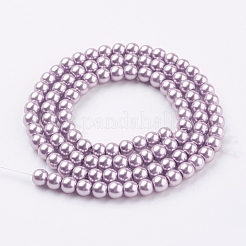 Fili di perle rotonde di perle di vetro tinto ecologico&nbsp;HY-A002-4mm-RB017