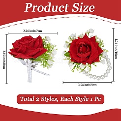 Fiori artificiali in tessuto di seta e perle finte in plastica&nbsp;AJEW-DJ0005-64B