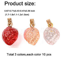 30шт 3 цвета двухцветные прозрачные стеклянные подвески&nbsp;GLAA-FP0001-27