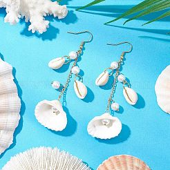 Серьги-подвески в форме ракушки из нержавеющей стали 304 EJEW-JE06382