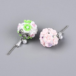 Бусины из полимерной глины ручной работы со стразами&nbsp;RESI-T060-27M