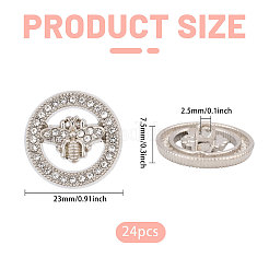 24 шт. 1-х дырочные пуговицы из сплава со стразами&nbsp;BUTT-CA0001-28A