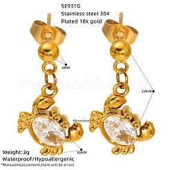 Pendientes colgantes de acero inoxidable 304 con circonitas cúbicas transparentes para mujer.&nbsp;WG7B930-03