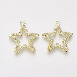 合金ペンダント  スター  ライトゴールド  25x22x2mm  穴：1.8mm&nbsp;PALLOY-S125-005