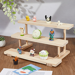 3-ярусная деревянная подставка для органайзера для карточек для сережек&nbsp;ODIS-WH0099-21