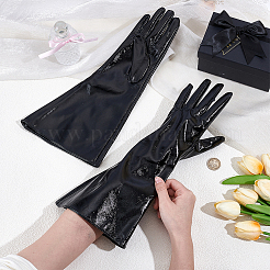 1 Paar lange Fingerhandschuhe aus PU-Leder&nbsp;AJEW-CL0005-12B