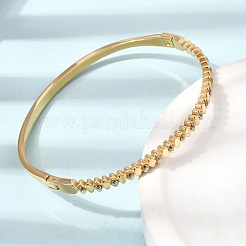 304ステンレススチール製クリスタルラインストーンホースアイヒンジ付きカフバングル（女性用）  18KGP本金メッキ  内径：2.36x1.99インチ（6x5.05cm）&nbsp;SA-CBA61B8-11G