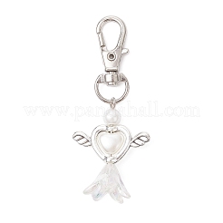 Подвеска в виде цветка-сердца из искусственного акрилового жемчуга с крыльями из сплава HJEW-JM03987