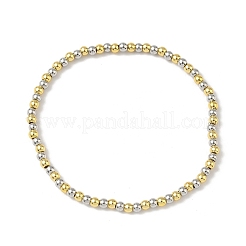 Stretch-Armbänder aus Messing mit runden Perlen für Männer und Frauen&nbsp;BJEW-B148-05A-PG